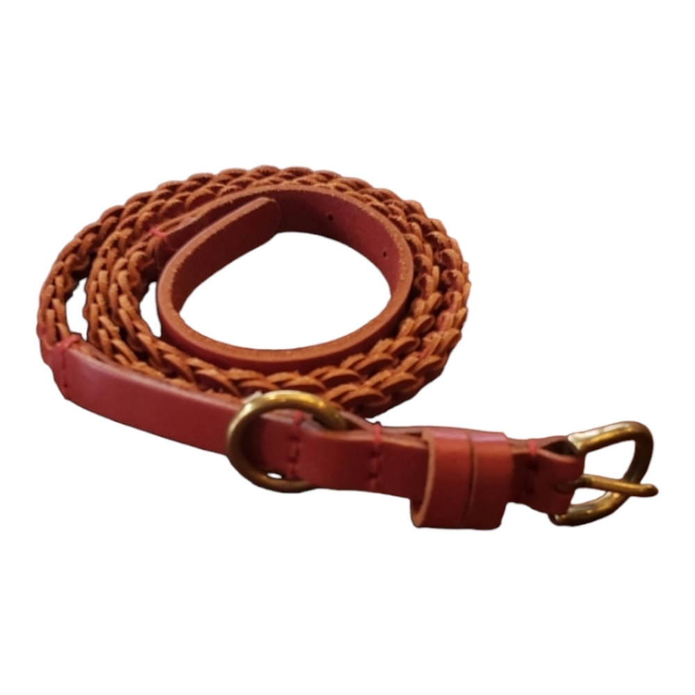 Vintage Braided Leather Belt - Red 40 inches‎